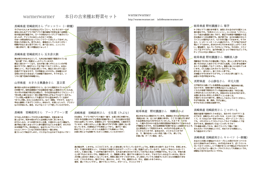 3月12日　本日のお野菜セットの内容です。